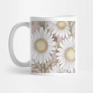 Antique Vintage White Ivory Daisy Floral Illustration Mug